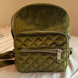 Adorable Green Velvet Mini-Backpack